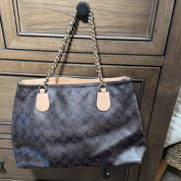 Coach Peyton Signature Chain Tote — Brown/Tan Monogram - Picture 4 of 15